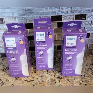 NWT Philips Avent Natural 9oz Baby Bottle Size 3 Nipples 3-6 Months